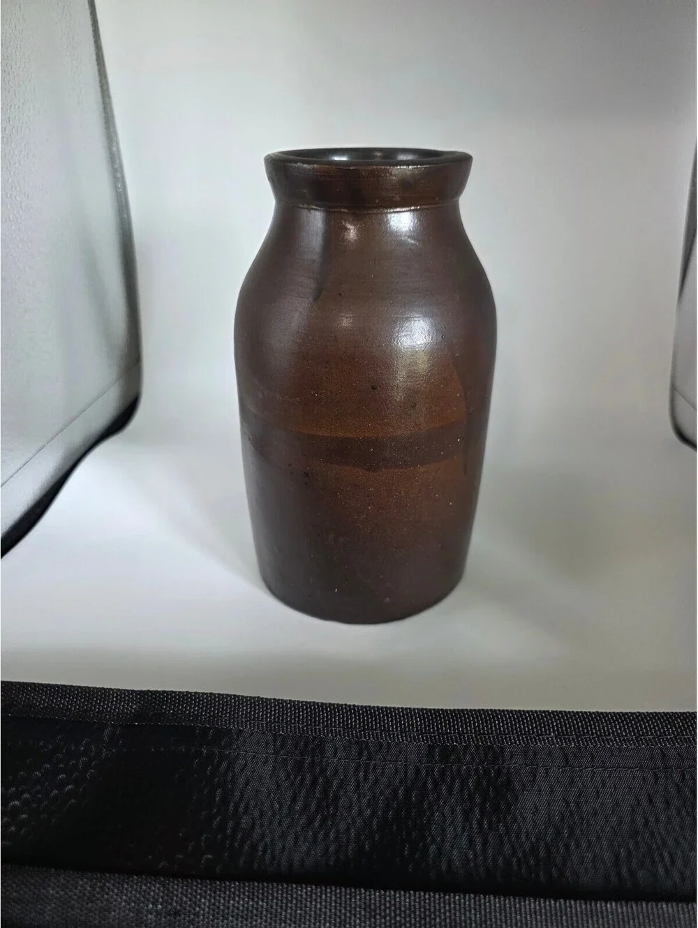 Vintage Brown Glazed Stoneware Pottery Vase Crock Rustic Farmhouse Decor 8